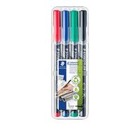 STAEDTLER Lumocolor 313 Feutres permanents - 4 couleurs, 0,4 mm