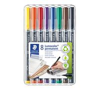 Staedtler Lumocolor 313 Feutres permanents - 8 couleurs, 0,4 mm | Encre indélébile, pointe fine - marquage permanent sur film, verre, métal & la plupart des surfaces - Art.-Nr. 313 WP8