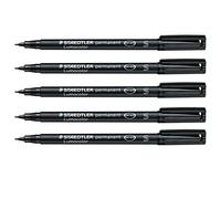 STAEDTLER Lumocolor 313 Lot de 5 marqueurs permanents imperméables à séchage rapide pour CD/DVD OHP Noir
