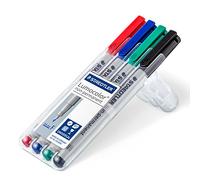 Staedtler Lumocolor 316 WP4 Lot de 4 feutres non-permanents (soluble dans l'eau, pointe F Largeur de trait env. 0,6 mm, haute qualité fabriqué en Allemagne, lot de 4 couleurs)