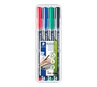 Staedtler Marqueur Lumocolor M 317 WP4 DRY SAFE – rouge, bleu, vert, noir – résiste à l'eau