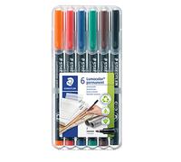 Staedtler Lumocolor 318, Feutres permanents à pointe fine pour toutes les surfaces, Sans xylène ni toluène, Set de 6 couleurs lumineuses, Pointe ogive de 0.6 mm, 318 WP6