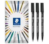 STAEDTLER Lumocolor 318 Marqueur permanent - Largeur de trait fine de 0,6 mm - Lot de 3 dans une enveloppe cadeau - Encre noire
