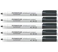Staedtler Lumocolor 341 Lot de 5 marqueurs effaçables à sec pour tableau blanc Noir