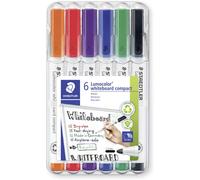 Staedtler Marqueurs pour tableau blanc Lumocolor 341 - Étui de 6 - Effaçables à sec