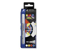 Staedtler Marqueurs craie liquide Lumocolor 344 – Étui carton 4, pointe 2,4 mm assortis