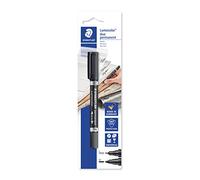 STAEDTLER Lumocolor 348 Permanent Duo - noir, à l’unité, 0,6 & 1,5 mm | Encre indélébile à deux pointes rondes par feutre - anti-bavure sur la plupart des surfaces - Art.-Nr. 348-9 BKD