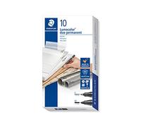 Staedtler Lumocolor - Lot de 10 marqueurs permanents duo - Pointe fine/ogive - Noir