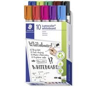 Staedtler Lumocolor 351 B10 Lot de 10 Marqueurs pour Tableau Blanc Couleurs Assorties Pointe Ogive, bleu