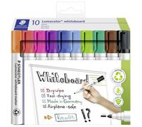Staedtler Marqueurs pour tableaux blancs Lumocolor 351 – effaçables à sec – 10 couleurs assorties