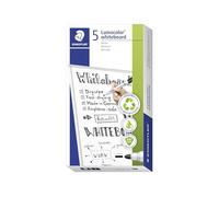 Staedtler Marqueur pour tableaux blancs Lumocolor, effaçable à sec et sans traces, largeur de ligne 2 mm, séchage rapide, rechargeable, longue durée de vie, 5 marqueurs noirs, 351-9X