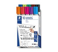 Staedtler Marqueurs pour tableau blanc Lumocolor 351 B10 – Lot de 10, couleurs assorties, pointe ogive