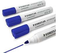 Staedtler Lumocolor 351 Lot de 4 marqueurs effaçables à sec pour tableau blanc Pointe ogive Bleu