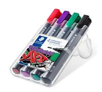 Staedtler Lumocolor 352 WP4-1 Lot de 4 Marqueurs Permanents à Pointe Ogive | Pointe ronde, résistant à l'eau sur presque toutes les surfaces - marqueur pour transparents - Réf. 352 WP4-1