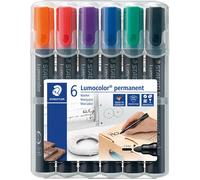 Staedtler Marqueur permanent Lumocolor 352 - Pointe ogive 2 mm - Étui 6 couleurs assorties