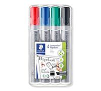 Staedtler Marqueur Flipchart Lumocolor 356B Pointe biseau 2 à 5 mm Assortis Étui de 4