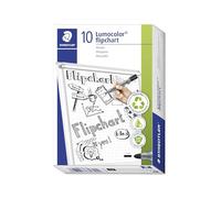 Staedtler Marqueur flipchart Lumocolor – Pointe ogive, encre pigmentée à base d'eau – Lot de 10