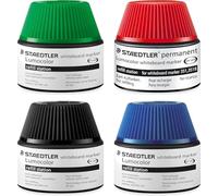 Staedtler Lumocolor 488 56 Lot de 4 marqueurs pour tableau à rabat pour 356/356 B, 15 à 20 recharges, noir, bleu, rouge et vert (4 couleurs assorties)