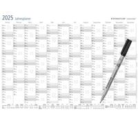 STAEDTLER Lumocolor 641 YPA3X Kit planificateur annuel 2025 Calendrier mural effaçable à sec Format A3 avec stylo et pince à stylo autocollante Édition spéciale