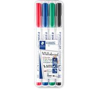Staedtler Lumocolor drywipe/whiteboard medium tip pens wallet set of 4 markers