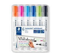 STAEDTLER - Lumocolor - Feutre pour tableau blanc - Pointe en bille - Boîte de 6 - Couleurs assorties