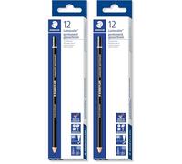 Staedtler Lumocolor Glasochrom, Crayons noirs permanents pour tout type de surface, Résistants à l'eau et à la lumière, Couleurs intenses pigmentées, Boîte carton de 12 crayons assortis, 108 20-9 VE