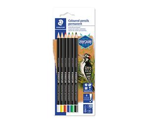 Staedtler Lumocolor Glasochrom, Crayons permanents pour tout type de surfaces, Résistants à l'eau et à la lumière, Couleurs intenses pigmentées, Étui blister avec 6 couleurs différentes, 10820BK6-C