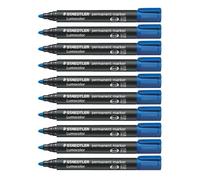 Staedtler Lumocolor Lot de 10 Marqueurs biseaux permanents toutes surfaces Bleu