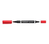Staedtler Lumocolor Lot de 10 Marqueurs permanents duos Rouge | 2 pointes rondes de 0,6 et 1,5 mm, résistants à l'eau sur presque toutes les surfaces - Réf. 348-2