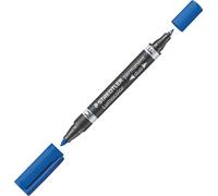 STAEDTLER Lumocolor Marqueur permanent duo bleu pointe ronde