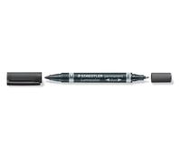 STAEDTLER Lumocolor Marqueur permanent duo noir pointe ogive