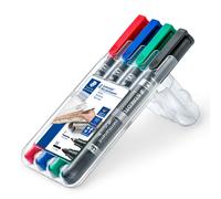 STAEDTLER Lumocolor Marqueur permanent Duo pointes ogives fine et moyenne (0,6 mm et 1,5 mm) - 4 couleurs assorties
