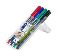 STAEDTLER Lumocolor Marqueur permanent Lumocolor 317 pointe moyenne 1 mm plastique recyclé à 97% - Etui de 4 assortis