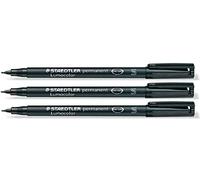 Staedtler Lumocolor Marqueur permanent noir Superfine Stylos Lot de 3 imperméable résistant aux frottement rapide sec CD/DVD OHP