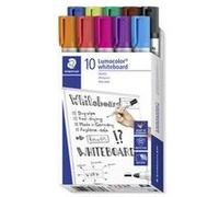 Staedtler Lumocolor 351 B10 Lot de 10 Marqueurs pour Tableau Blanc Couleurs Assorties Pointe Ogive, bleu
