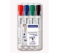 Staedtler 351 B WP4 ST Lumocolor Set de 4 Marqueurs pour tableau blanc effaçable à sec pointe biseautée 2 à 5 mm Couleurs Assorties