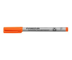 Staedtler Lumocolor, Marqueur universel non-permanent, conviens pour la plupart des surfaces et la rétroprojection, encre soluble à l'eau, couleur bleue, Lot de 10 marqueurs de couleur orange, 316-4