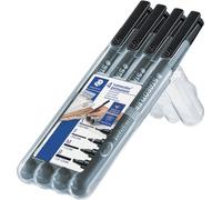 STAEDTLER Lumocolor Marqueurs permanents 313S/318F/317M/314B Étui de 4 pièces noir