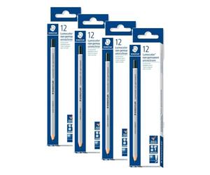 Staedtler Lumocolor Omnichrom, Crayons noirs non-permanents pour marquage sur la plupart des surfaces, Effaçables à sec et à l'eau, Boîte carton avec 12 crayons assortis, 108-9 VE (Lot de 4)