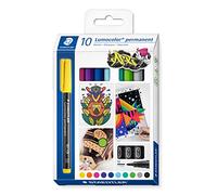 Staedtler – Feutres permanents Lumocolor 317 – Etui carton 10, pointe moyenne 1 mm, assortis