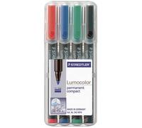 Staedtler Lumocolor Permanent Compact - lot de 4, noir, pointe 0,6 mm (Dry Safe)