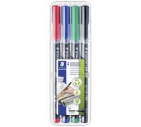 Staedtler Lumocolor permanent M DRY SAFE 317 WP4 Marqueur permanent rouge, bleu, vert, noir résiste