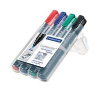 Staedtler Lumocolor Permanent Marqueur Indélébile Noir, Bleu, Vert, Rouge 4 Pièces