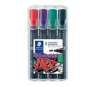 Staedtler Marqueurs permanents Lumocolor 352 WP4-1 – pointe ogive, encre résist. eau/UV, 4 couleurs