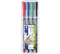 Staedtler Lumocolor permanent S DRY SAFE 313 WP4 Marqueur permanent rouge, bleu, vert, noir résiste à leau: oui