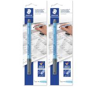 Staedtler Lumocolor Stylo à film correctable, encre à faible odeur, effaçable à sec, rechargeable, noir, largeur de ligne F, stylo sur carte blister, 305 F-9 BK (Lot de 2)