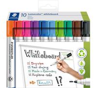 Staedtler - Lumocolor Whiteboard Marker 351-10 Marqueurs Effaçables À Sec Tableau Blanc - Etuicarton - Pointe Ogive 2 Mm - Assortis - 351 C10