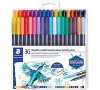 Staedtler Feutres aquarellables – 36 couleurs assorties, double pointe (pinceau & fine)