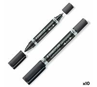 STAEDTLER Marqueur à deux pointes Lumocolor perm noir 10 pièces