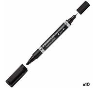 STAEDTLER Marqueur à deux pointes Lumocolor perm noir 10 pièces